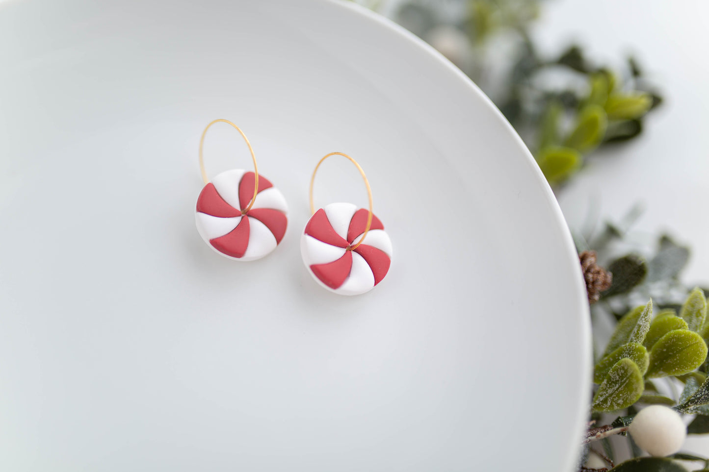 Clay Earrings | Peppermint Hoops | Merry Everything