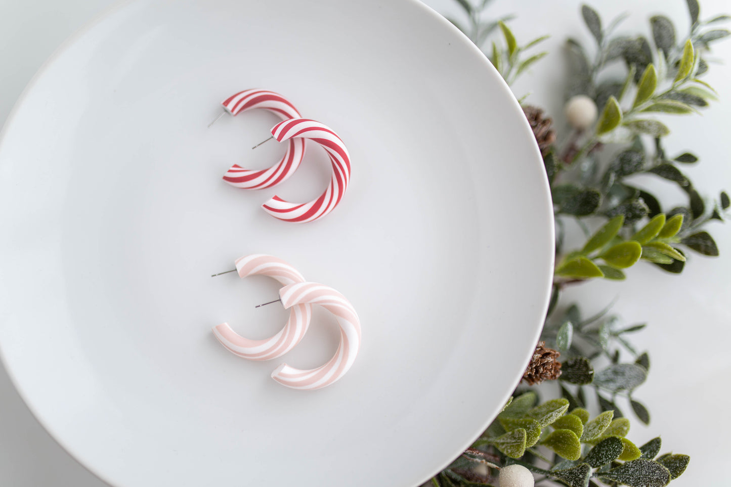 Clay Earrings | Candy Cane Hoops | Merry Everything