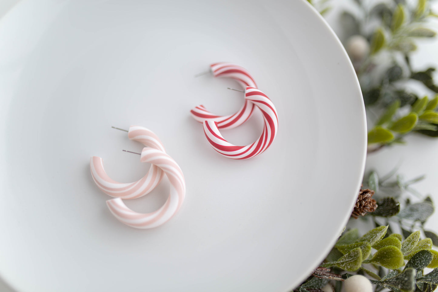 Clay Earrings | Candy Cane Hoops | Merry Everything