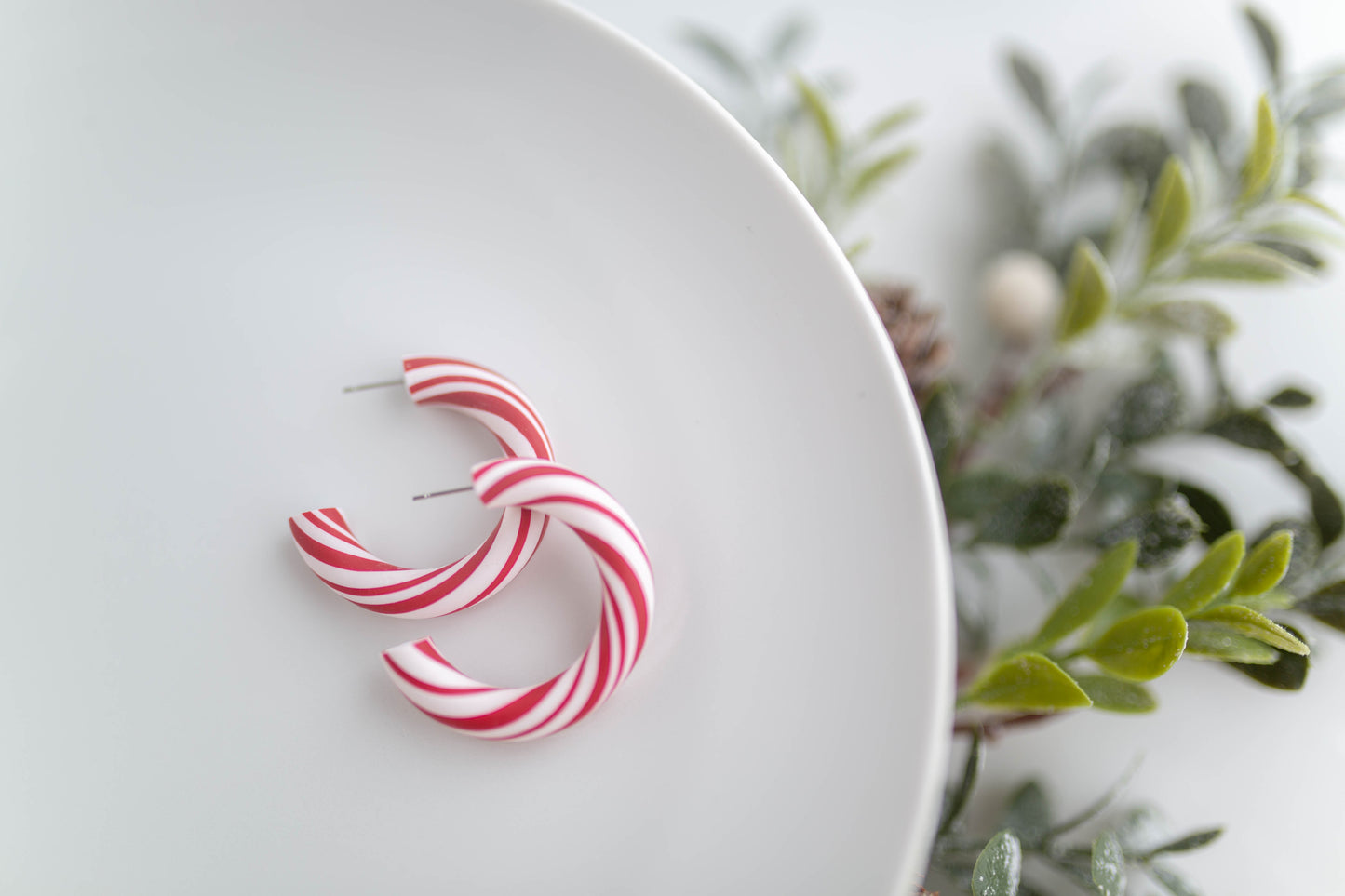 Clay Earrings | Candy Cane Hoops | Merry Everything