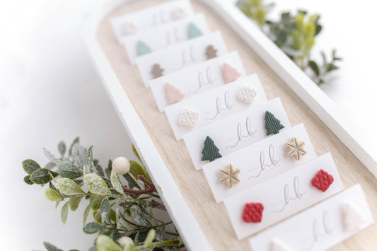 Clay Earrings | Christmas Studs | Merry Everything