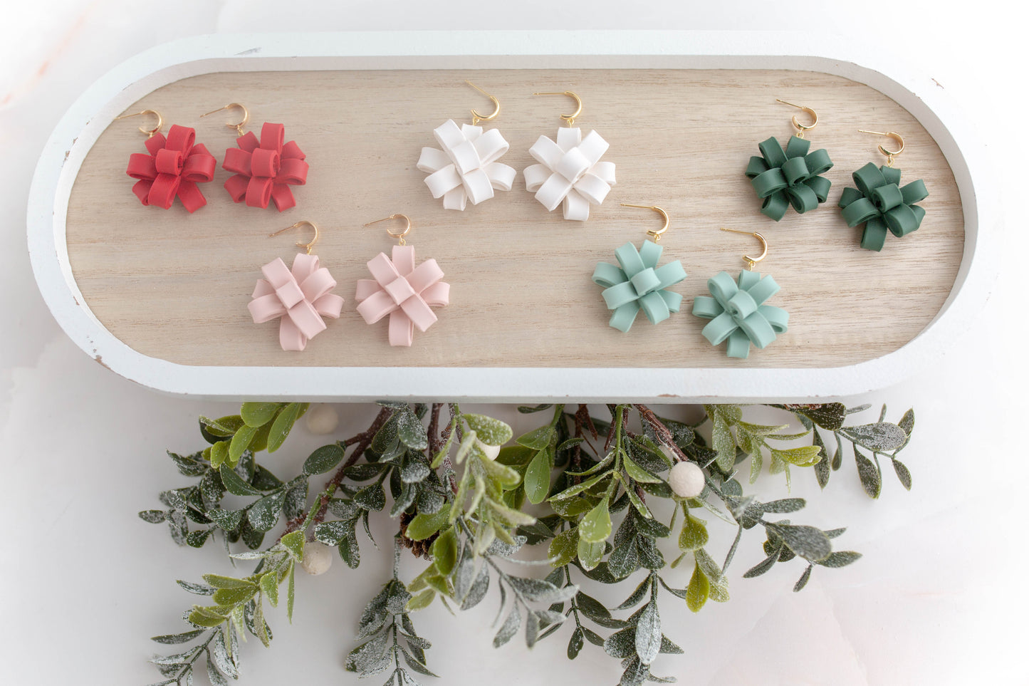 Clay Earrings | Christmas Bows | Merry Everything