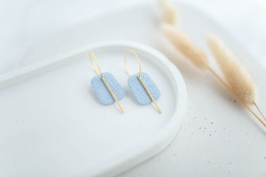 Clay Earrings | Simple Square Hoops | Happy Collection