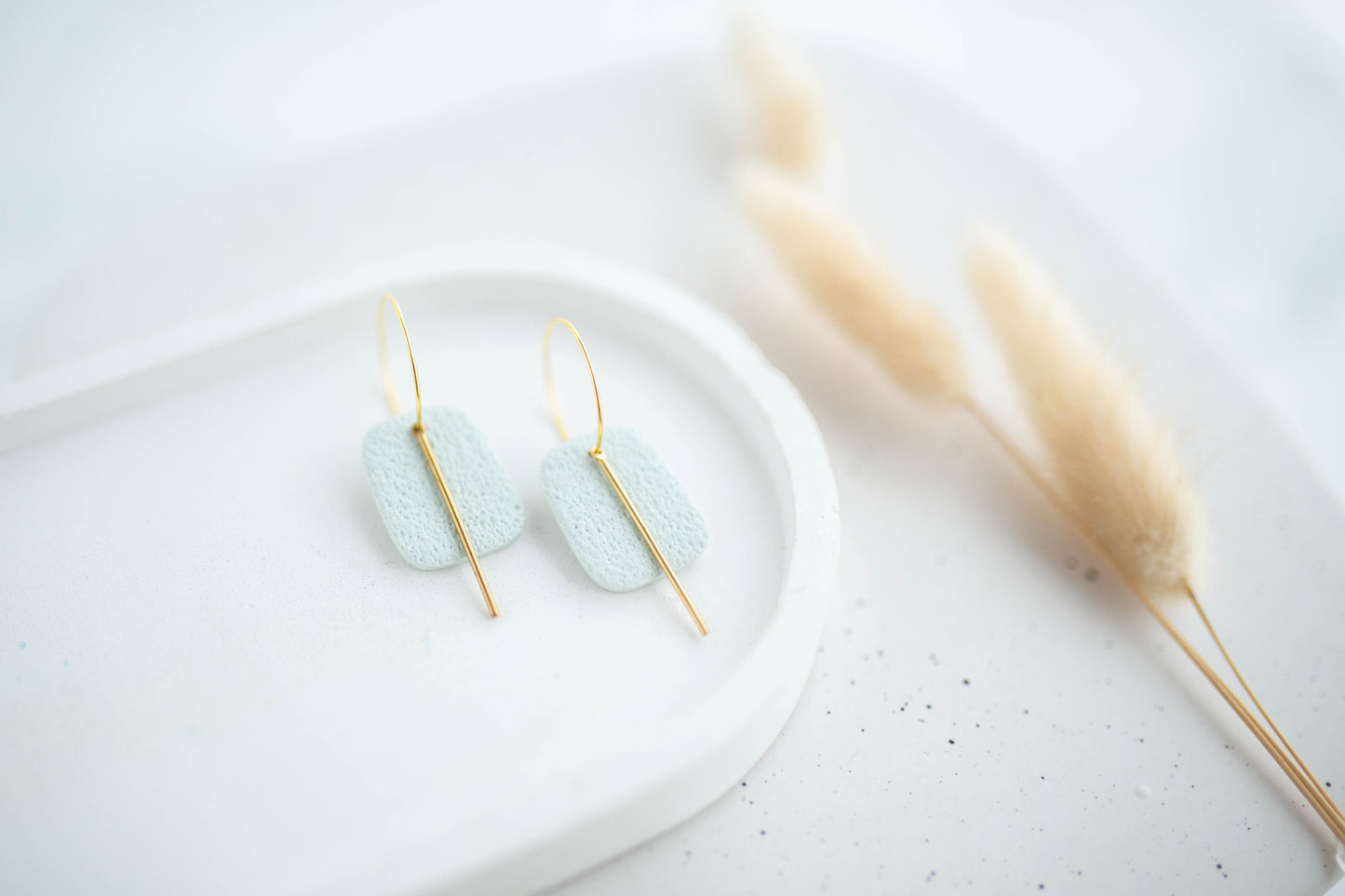 Clay Earrings | Simple Square Hoops | Happy Collection