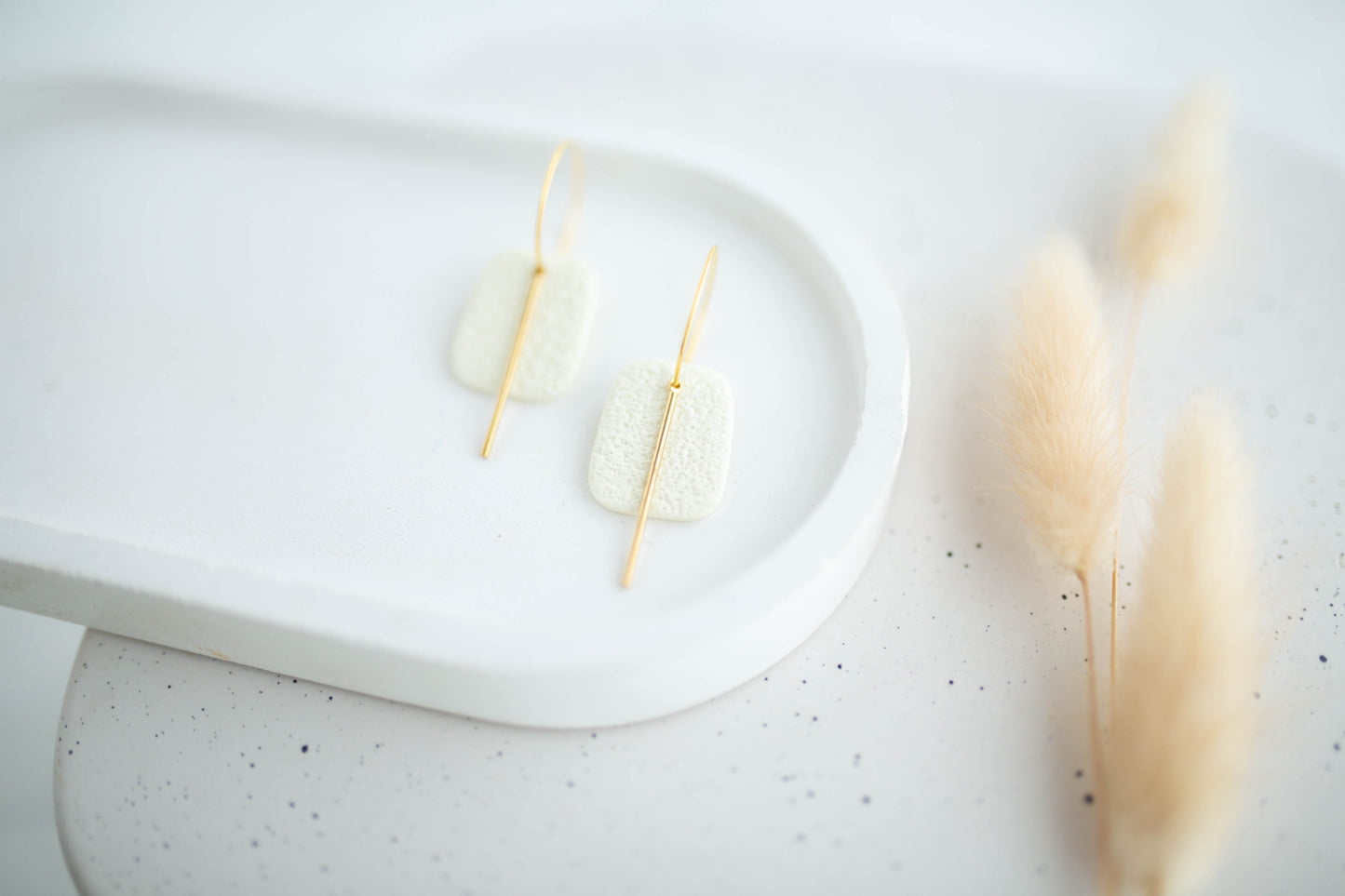 Clay Earrings | Simple Square Hoops | Happy Collection