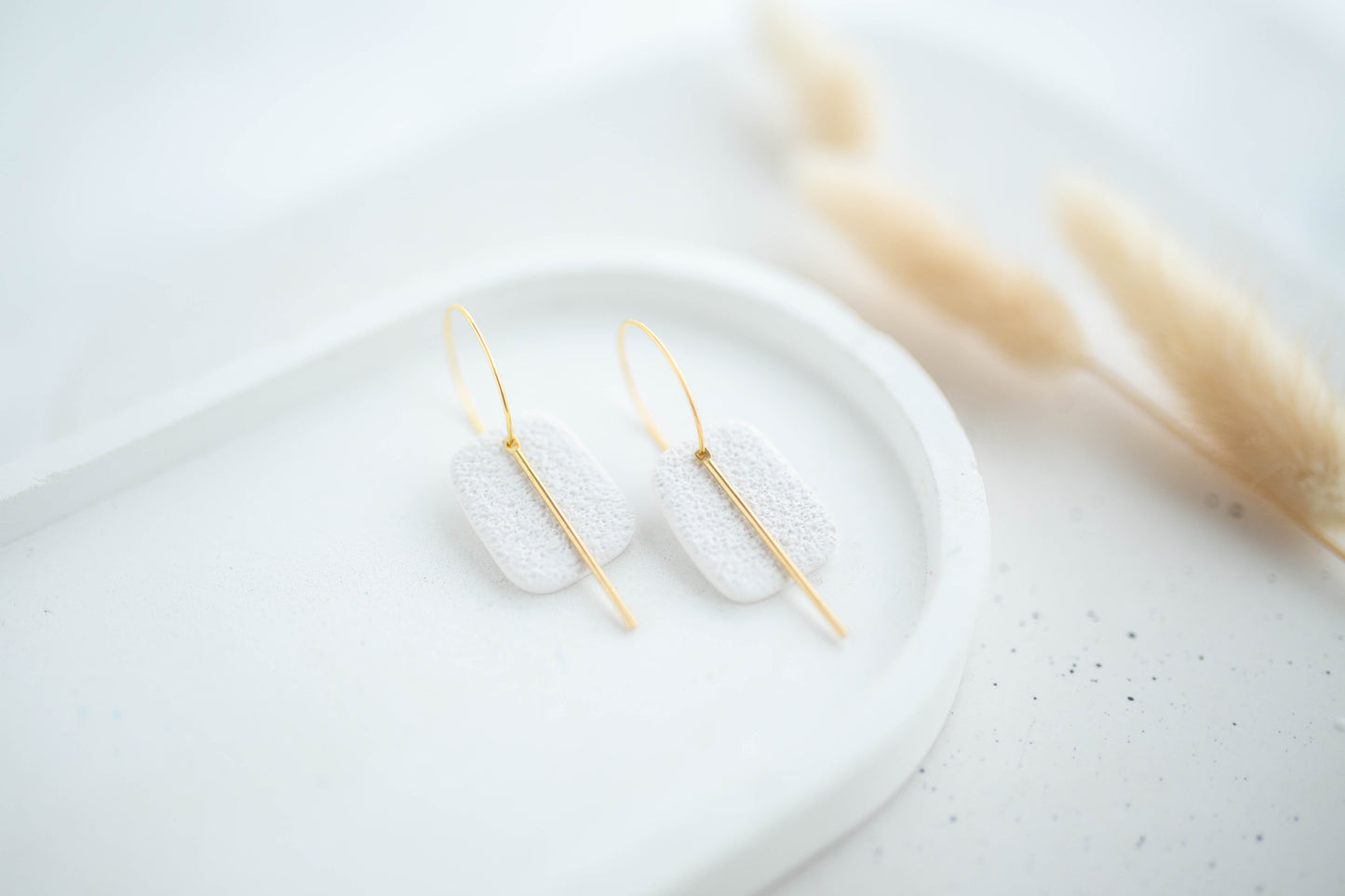 Clay Earrings | Simple Square Hoops | Happy Collection