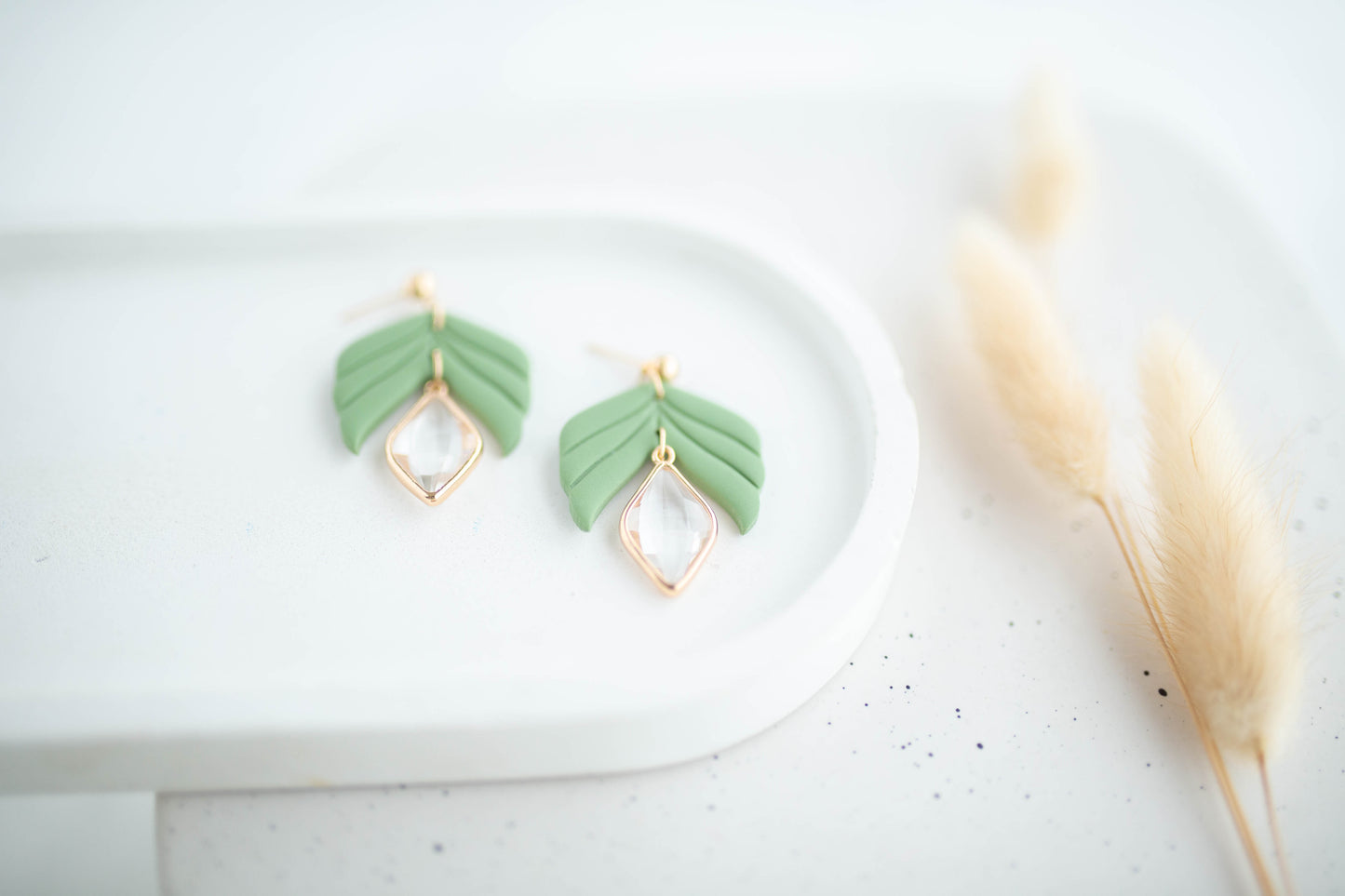 Clay Earrings | Happy Leaf Dangles | Happy Collection