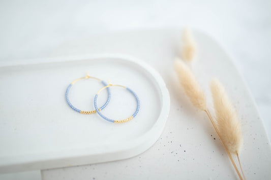 Beaded Earrings | Happy Beaded Hoops | Happy Collection