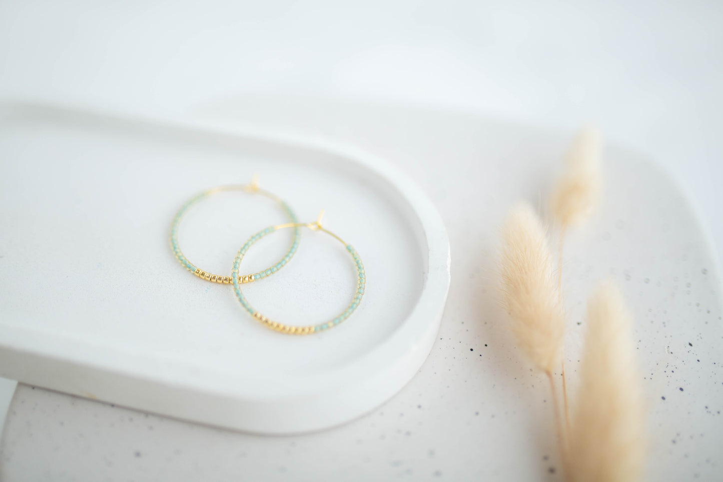 Beaded Earrings | Happy Beaded Hoops | Happy Collection