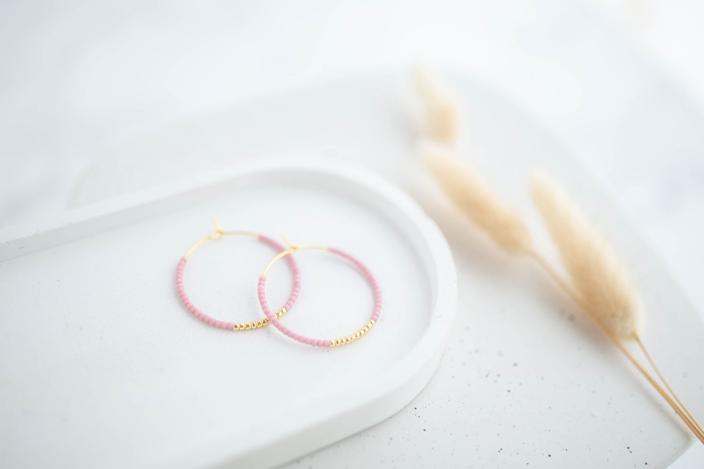 Beaded Earrings | Happy Beaded Hoops | Happy Collection