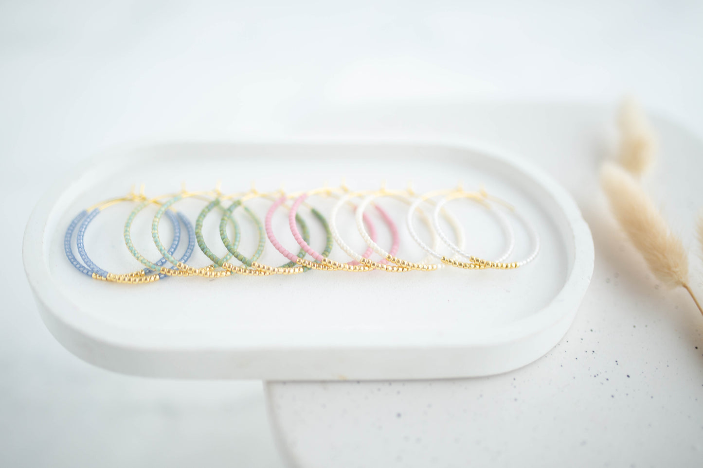 Beaded Earrings | Happy Beaded Hoops | Happy Collection