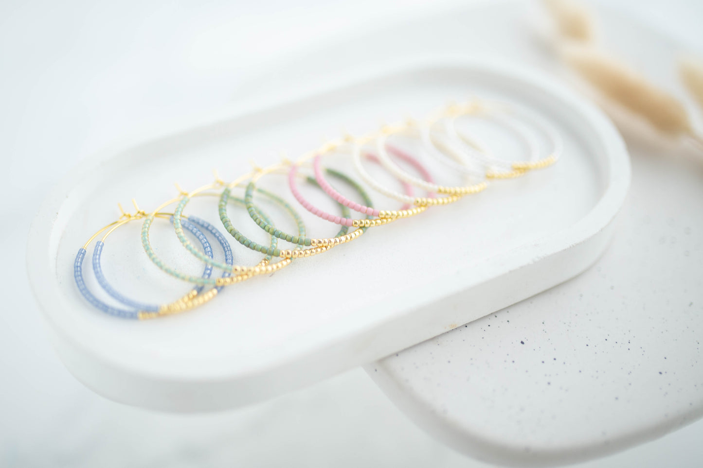 Beaded Earrings | Happy Beaded Hoops | Happy Collection