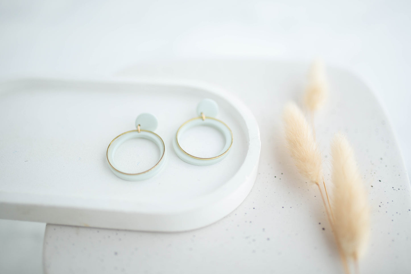 Clay Earrings | Simple Circle Dangles | Happy Collection