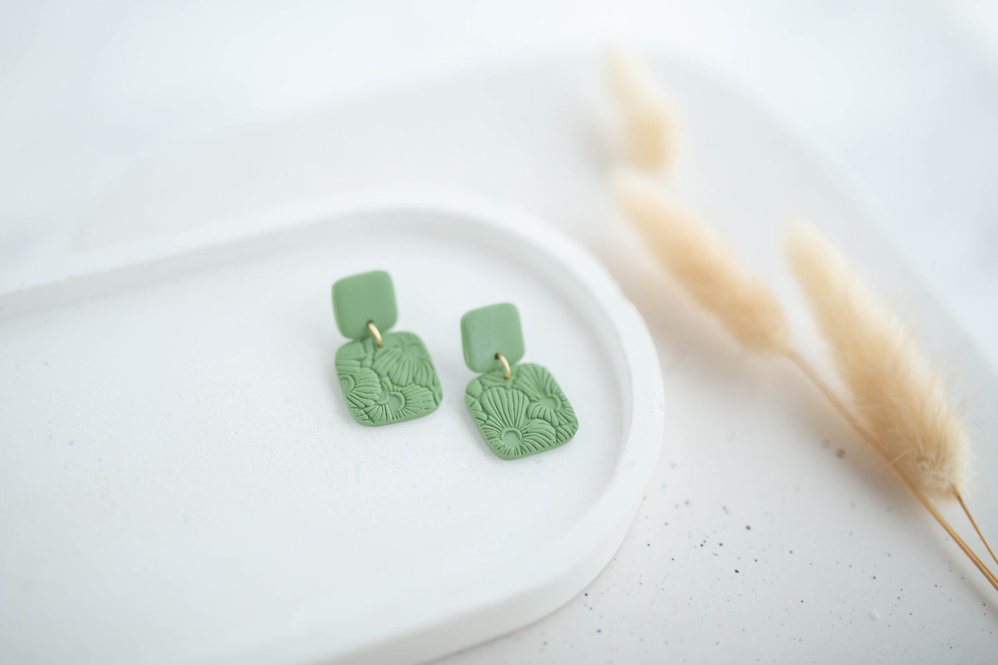 Clay Earrings | Happy Square Dangles | Happy Collection