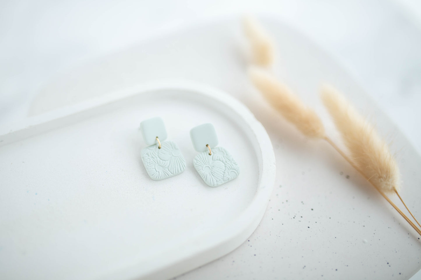Clay Earrings | Happy Square Dangles | Happy Collection