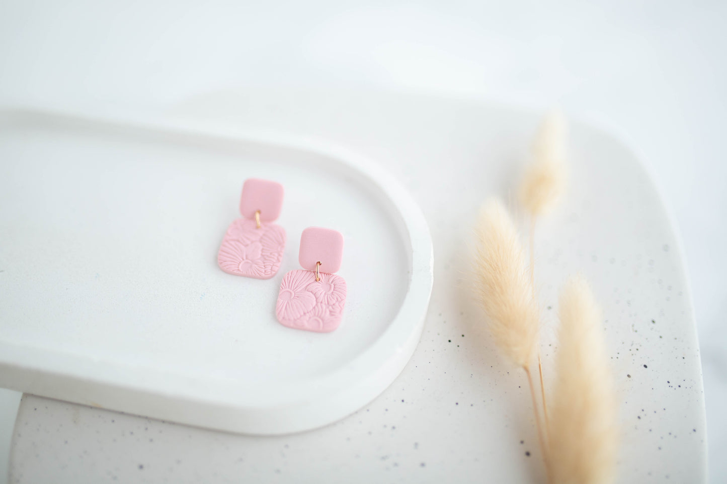 Clay Earrings | Happy Square Dangles | Happy Collection