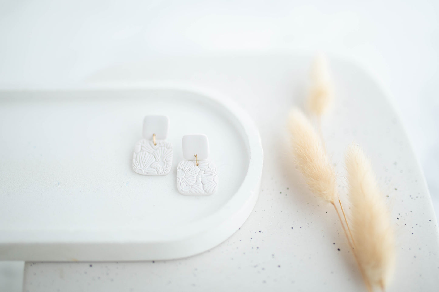 Clay Earrings | Happy Square Dangles | Happy Collection