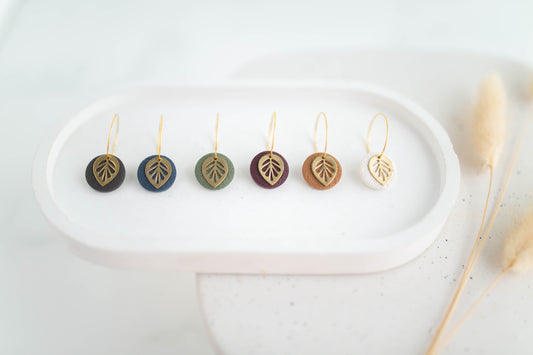 Clay Earrings | Mini Leaf Hoops | Autumn Edit