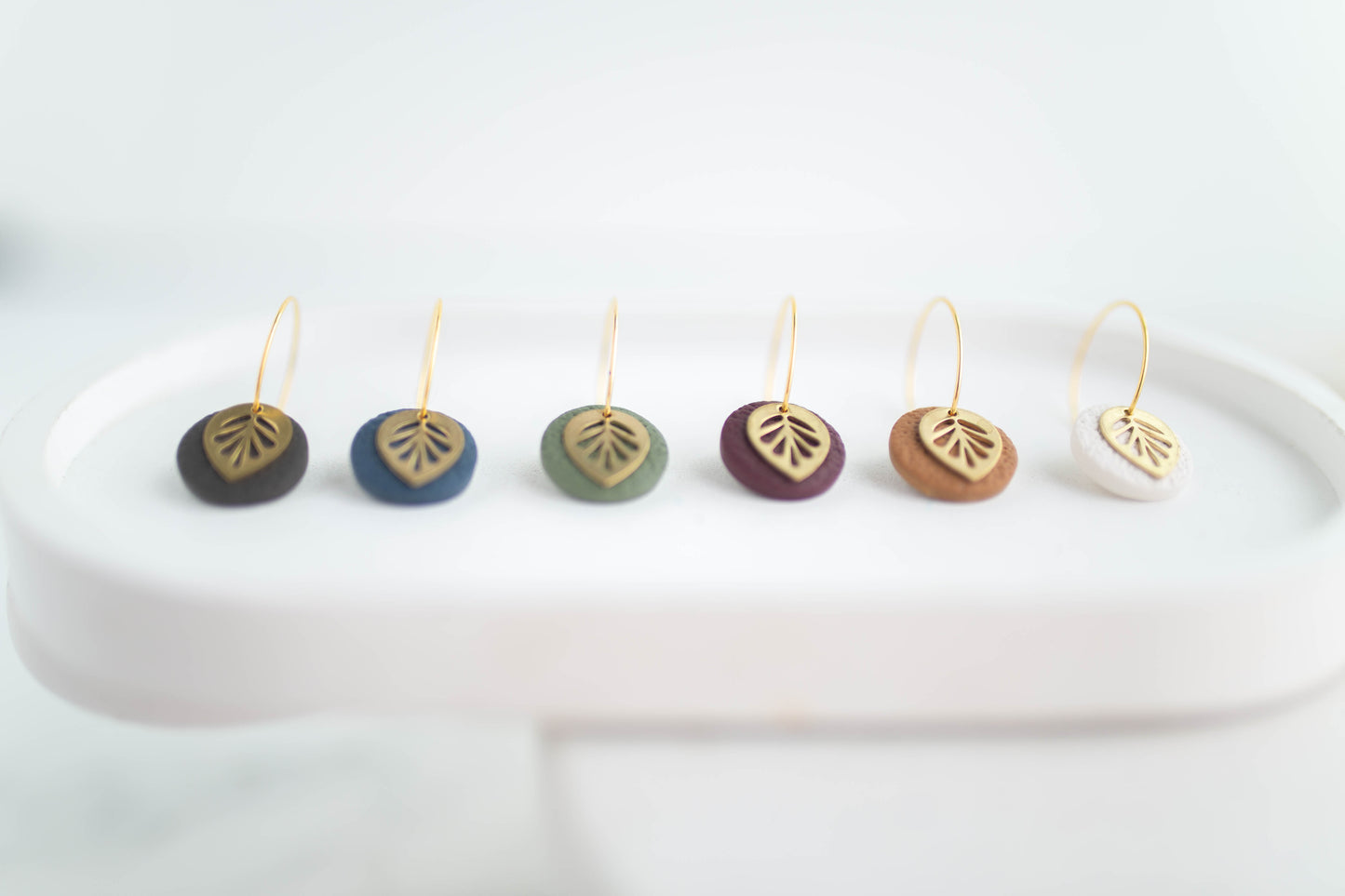 Clay Earrings | Mini Leaf Hoops | Autumn Edit