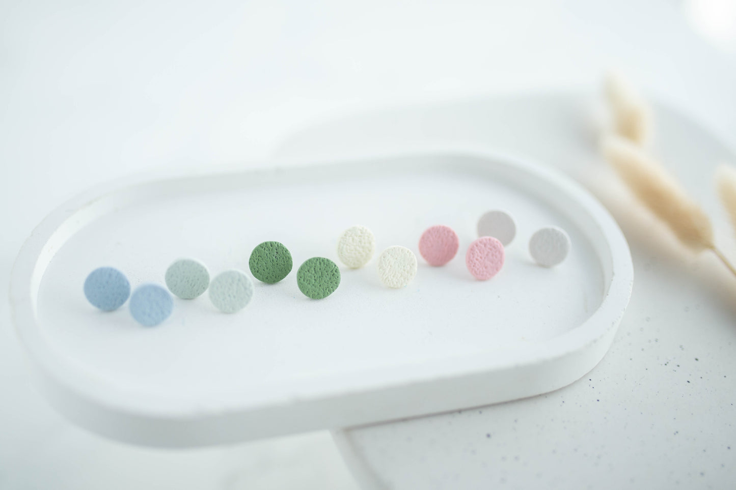 Clay Earrings | Round Studs | Happy Collection