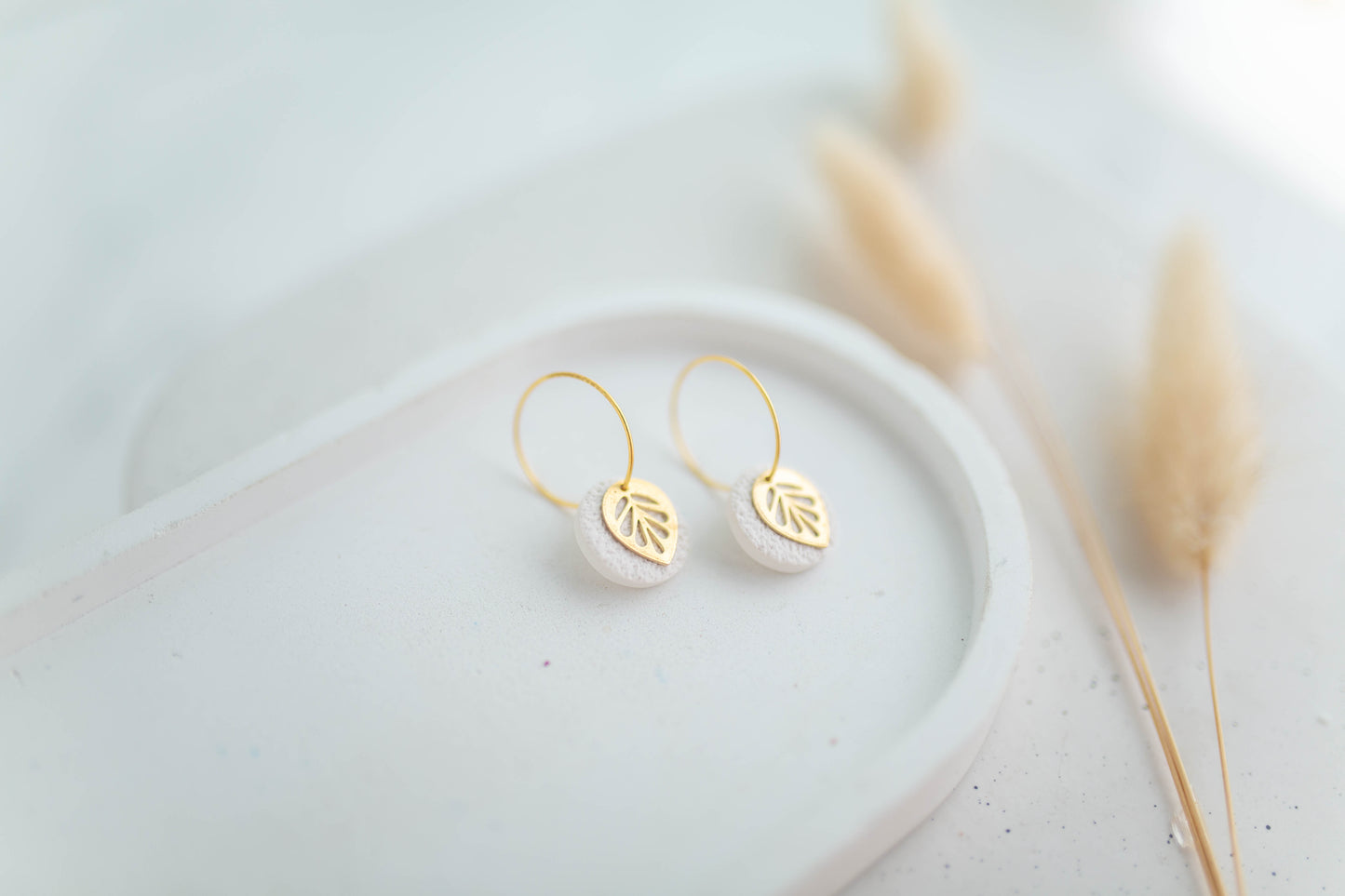 Clay Earrings | Mini Leaf Hoops | Autumn Edit