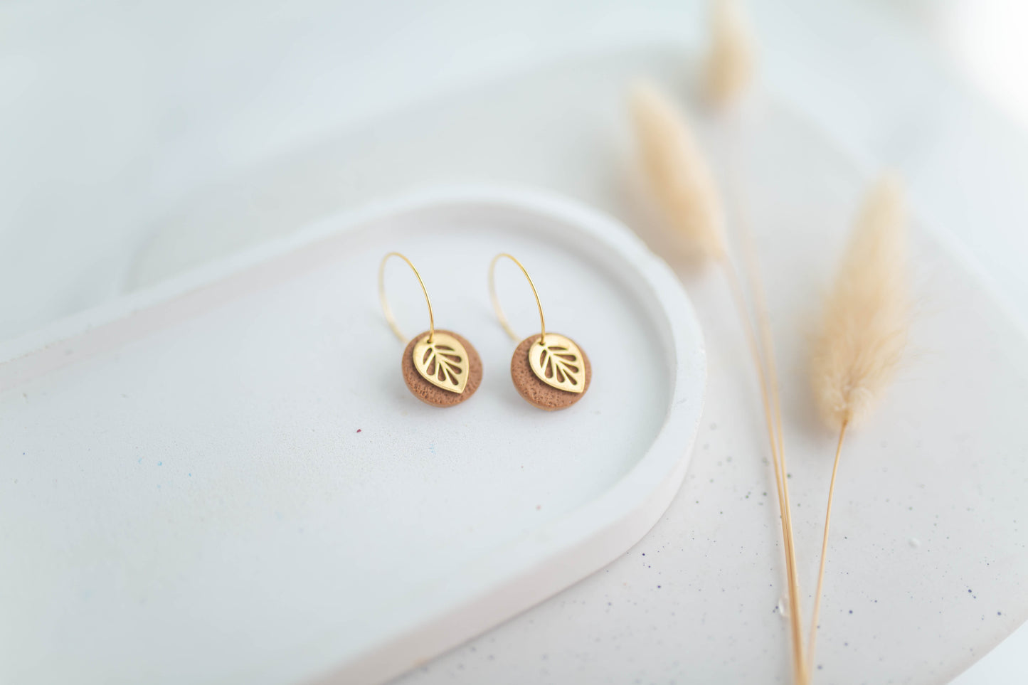 Clay Earrings | Mini Leaf Hoops | Autumn Edit
