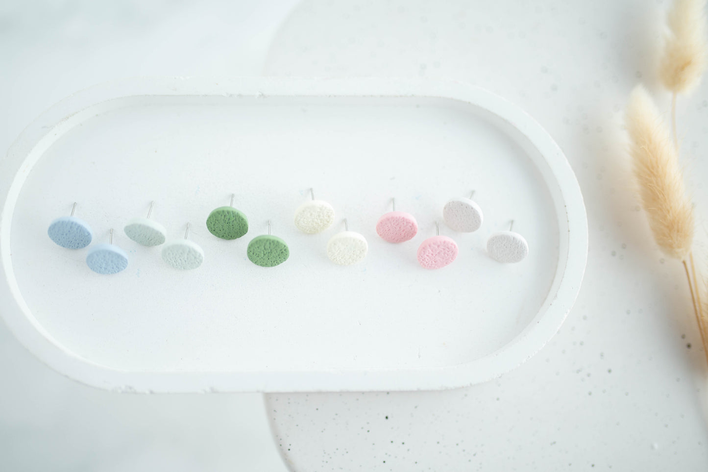 Clay Earrings | Round Studs | Happy Collection