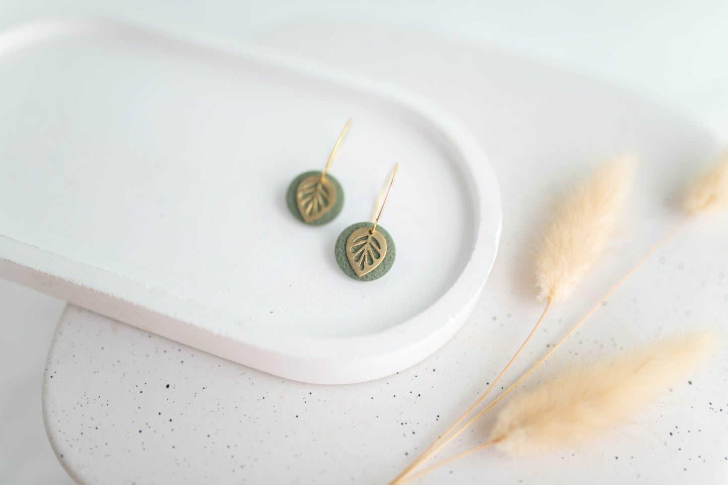 Clay Earrings | Mini Leaf Hoops | Autumn Edit