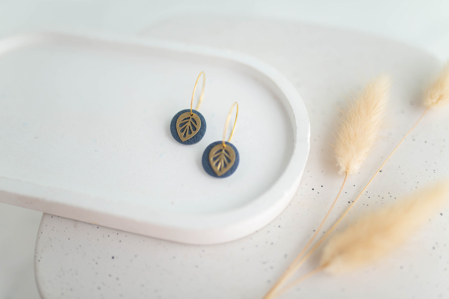 Clay Earrings | Mini Leaf Hoops | Autumn Edit