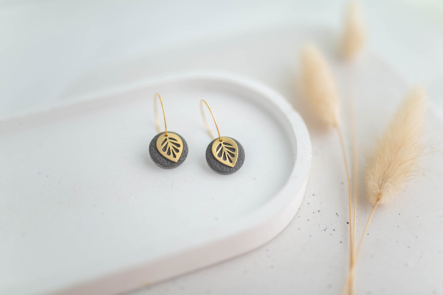 Clay Earrings | Mini Leaf Hoops | Autumn Edit