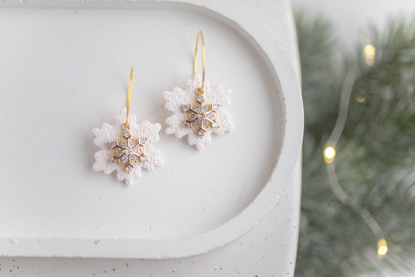 Clay Earrings | Snowflake Mini Hoops | Merry+Bright Collection