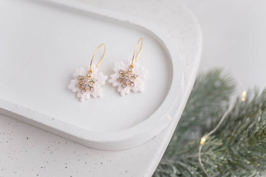 Clay Earrings | Snowflake Mini Hoops | Merry+Bright Collection