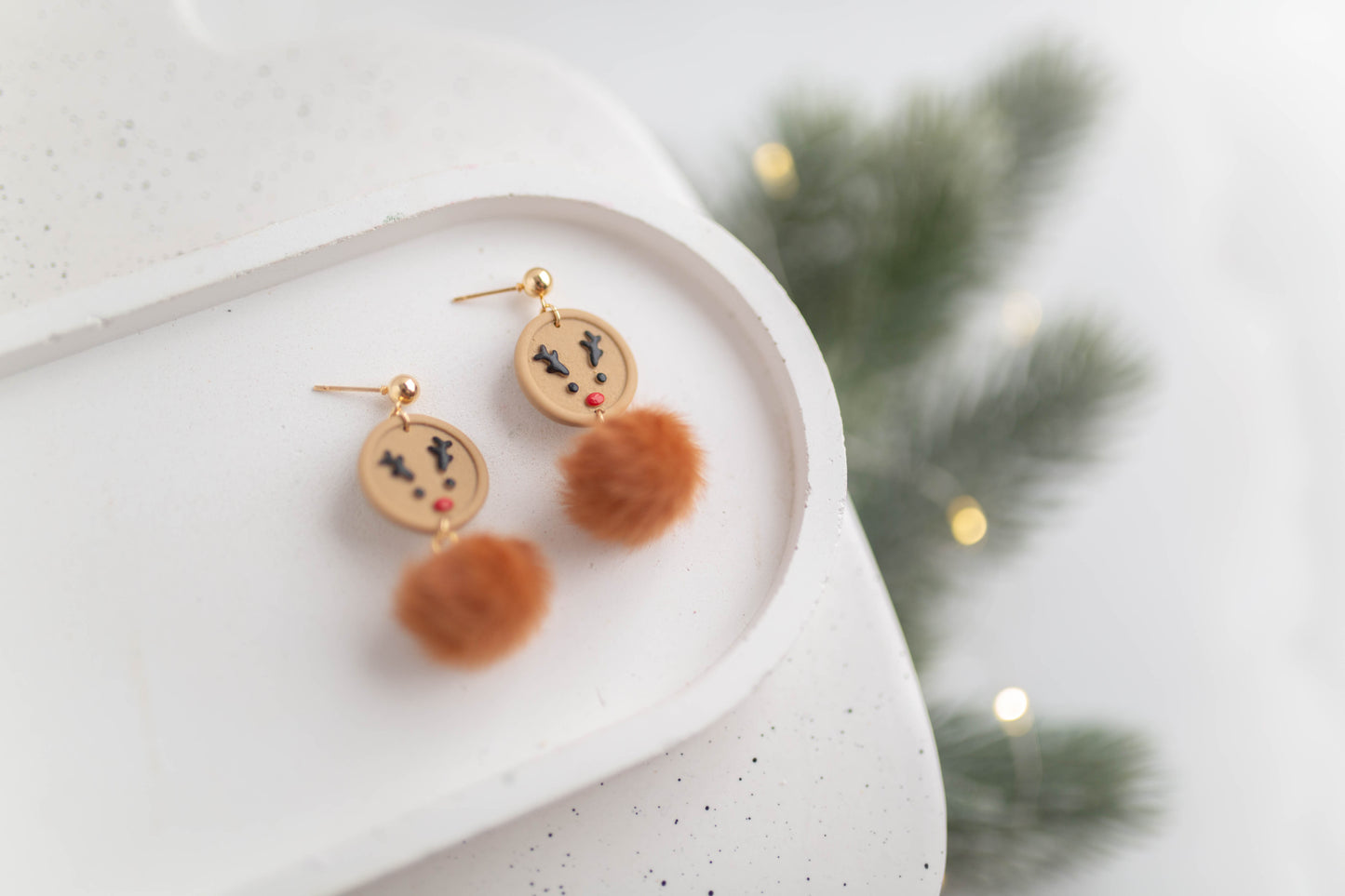 Clay Earrings | Reindeer + Snowman Dangles | Merry+Bright Collection