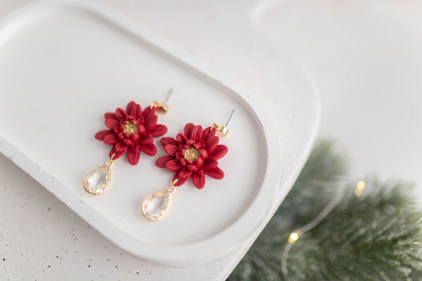 Clay Earrings | Poinsettia Dangles | Merry+Bright Collection