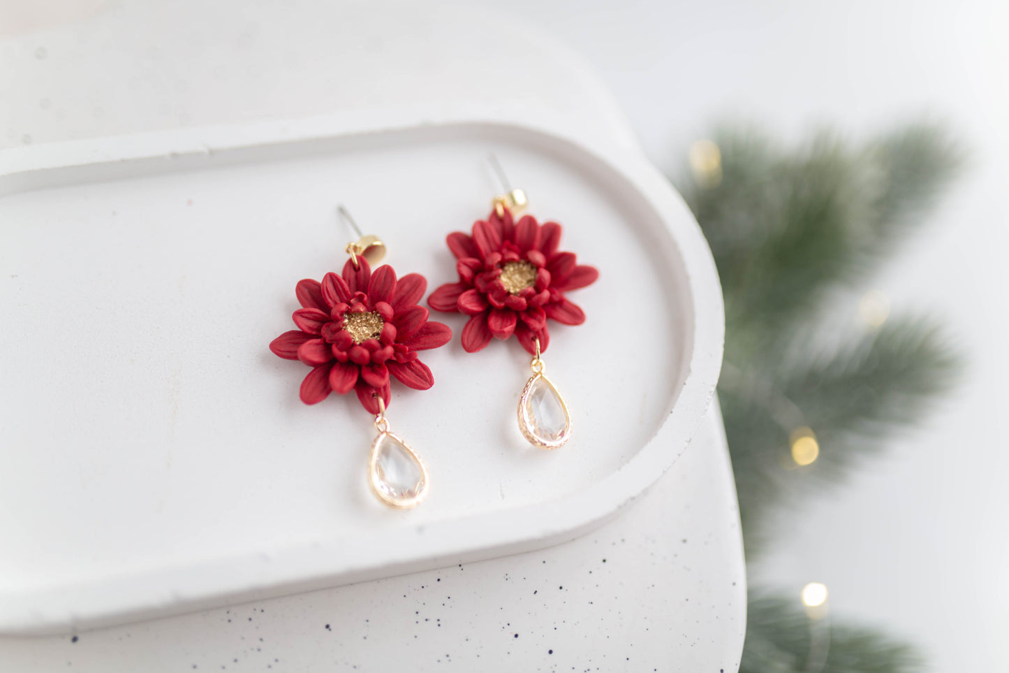 Clay Earrings | Poinsettia Dangles | Merry+Bright Collection