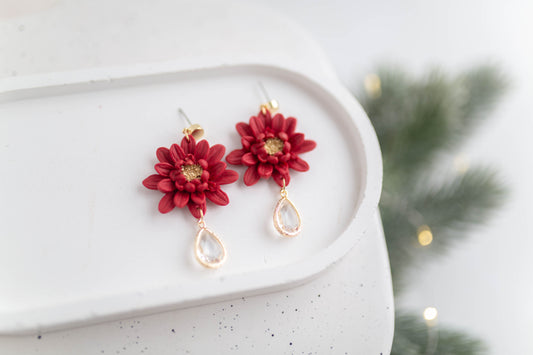 Clay Earrings | Poinsettia Dangles | Merry+Bright Collection