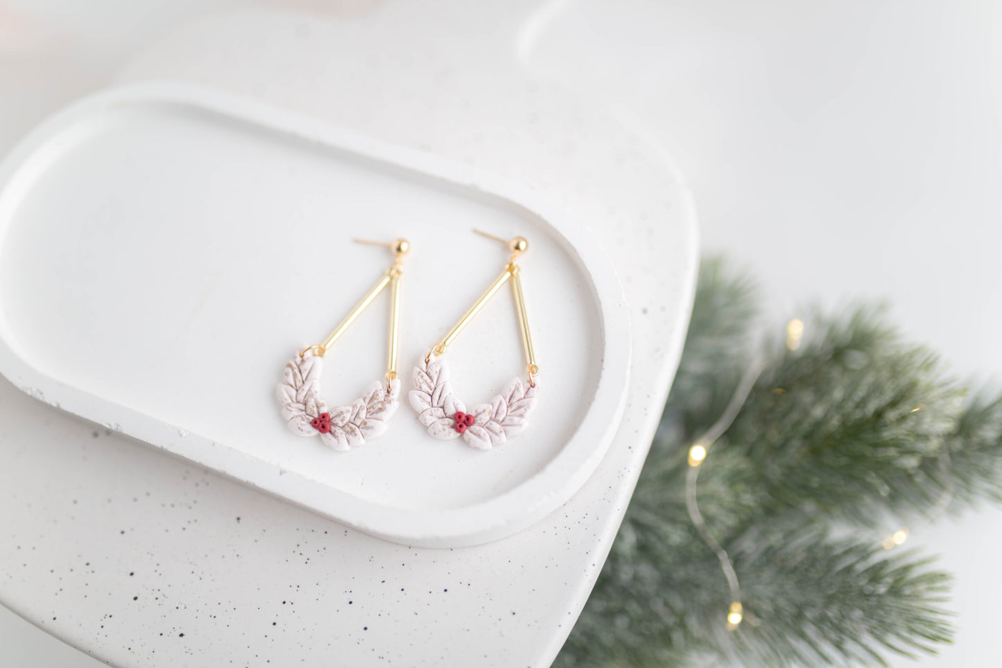 Clay Earrings | Mistletoe Dangles | Merry+Bright Collection