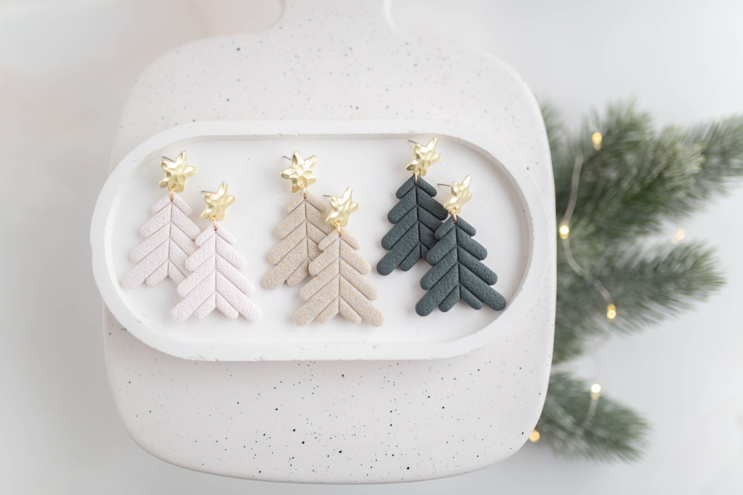 Clay Earrings | Tree Dangles | Merry+Bright Collection