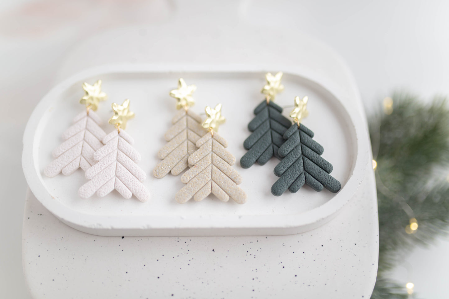 Clay Earrings | Tree Dangles | Merry+Bright Collection