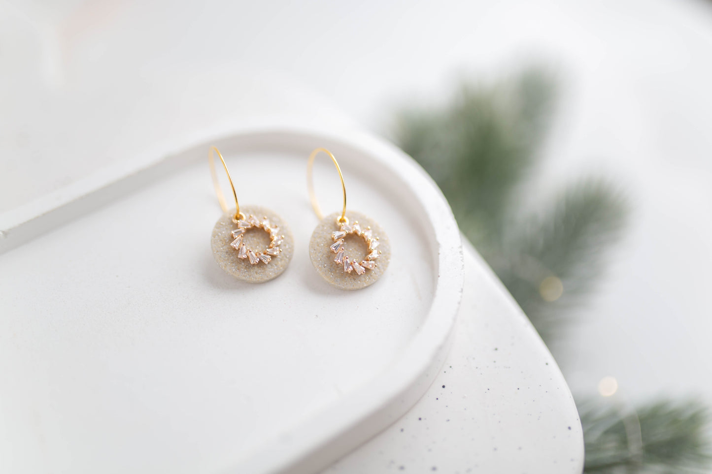 Clay Earrings | Wreath Mini Hoops | Merry+Bright Collection