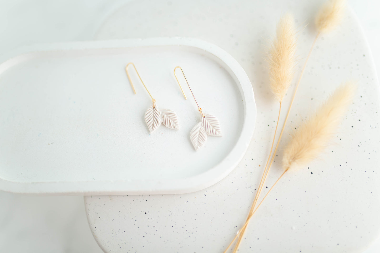 Clay Earrings | Longline Leaf Dangle | Autumn Edit