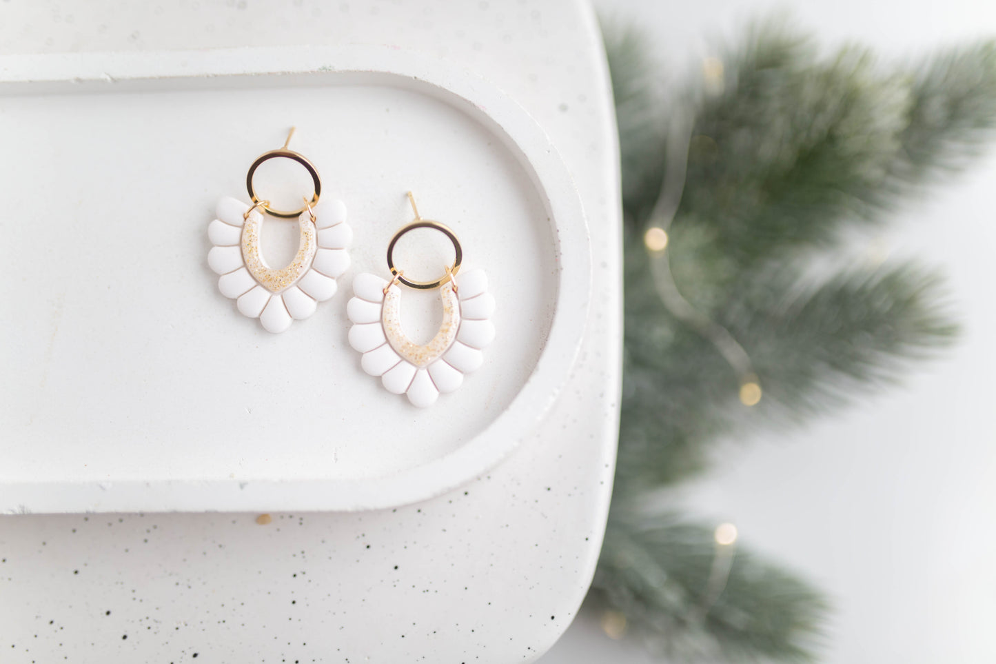 Clay Earrings | Festive Scallop Dangles | Merry+Bright Collection