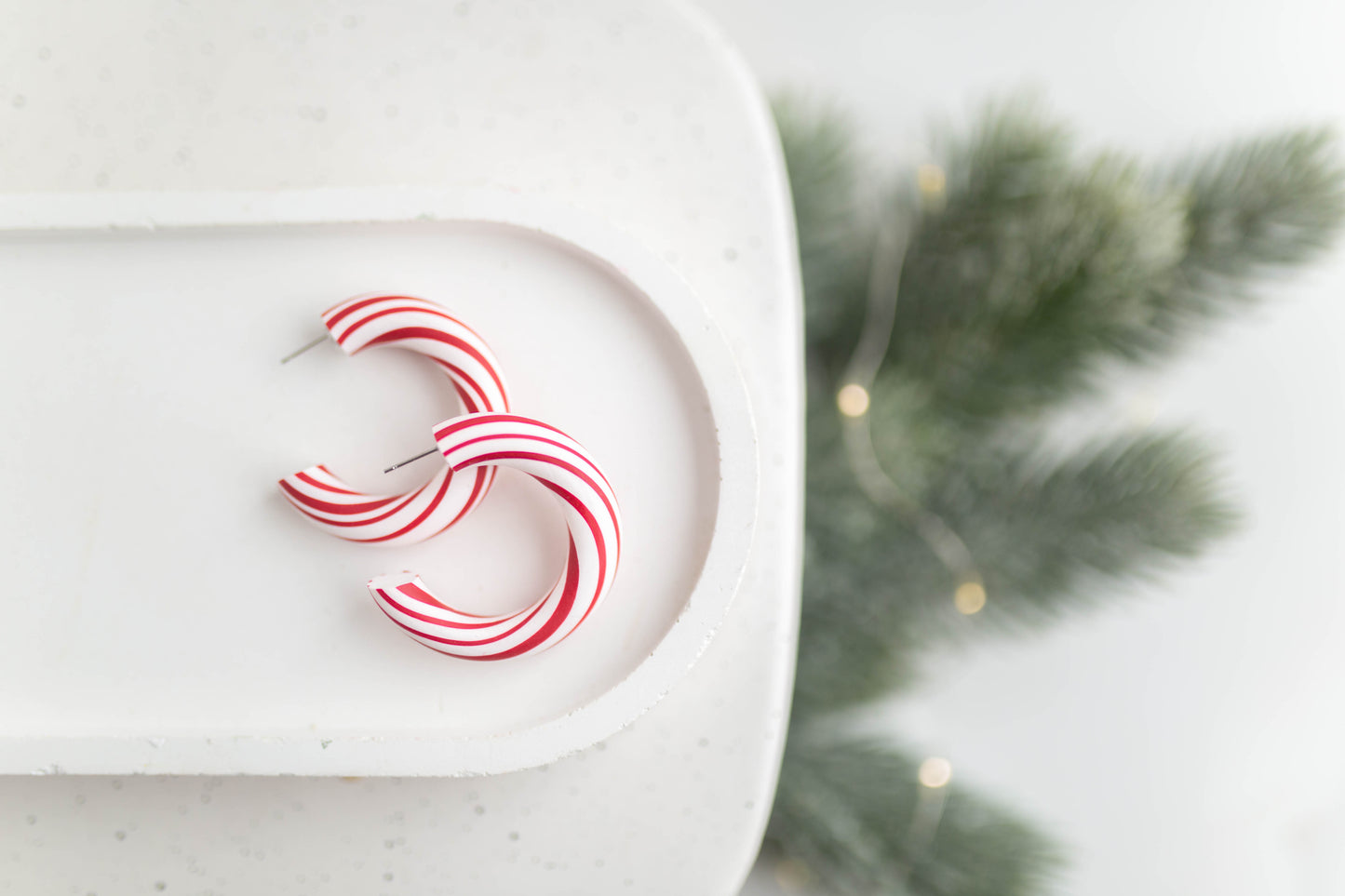 Clay Earrings | Candy Cane Hoops | Merry+Bright Collection