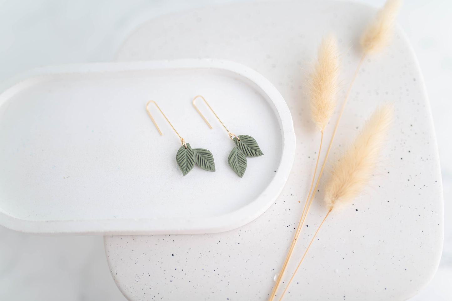 Clay Earrings | Longline Leaf Dangle | Autumn Edit