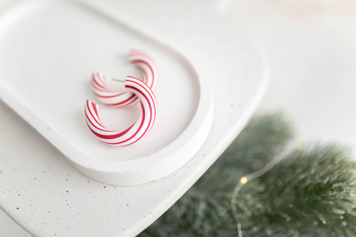 Clay Earrings | Candy Cane Hoops | Merry+Bright Collection