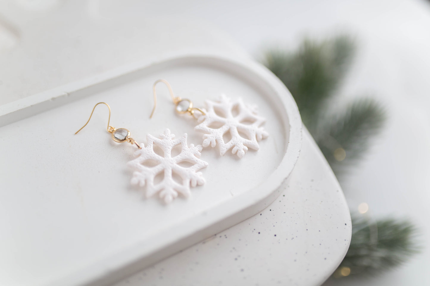 Clay Earrings | Snowflake Dangles | Merry+Bright Collection