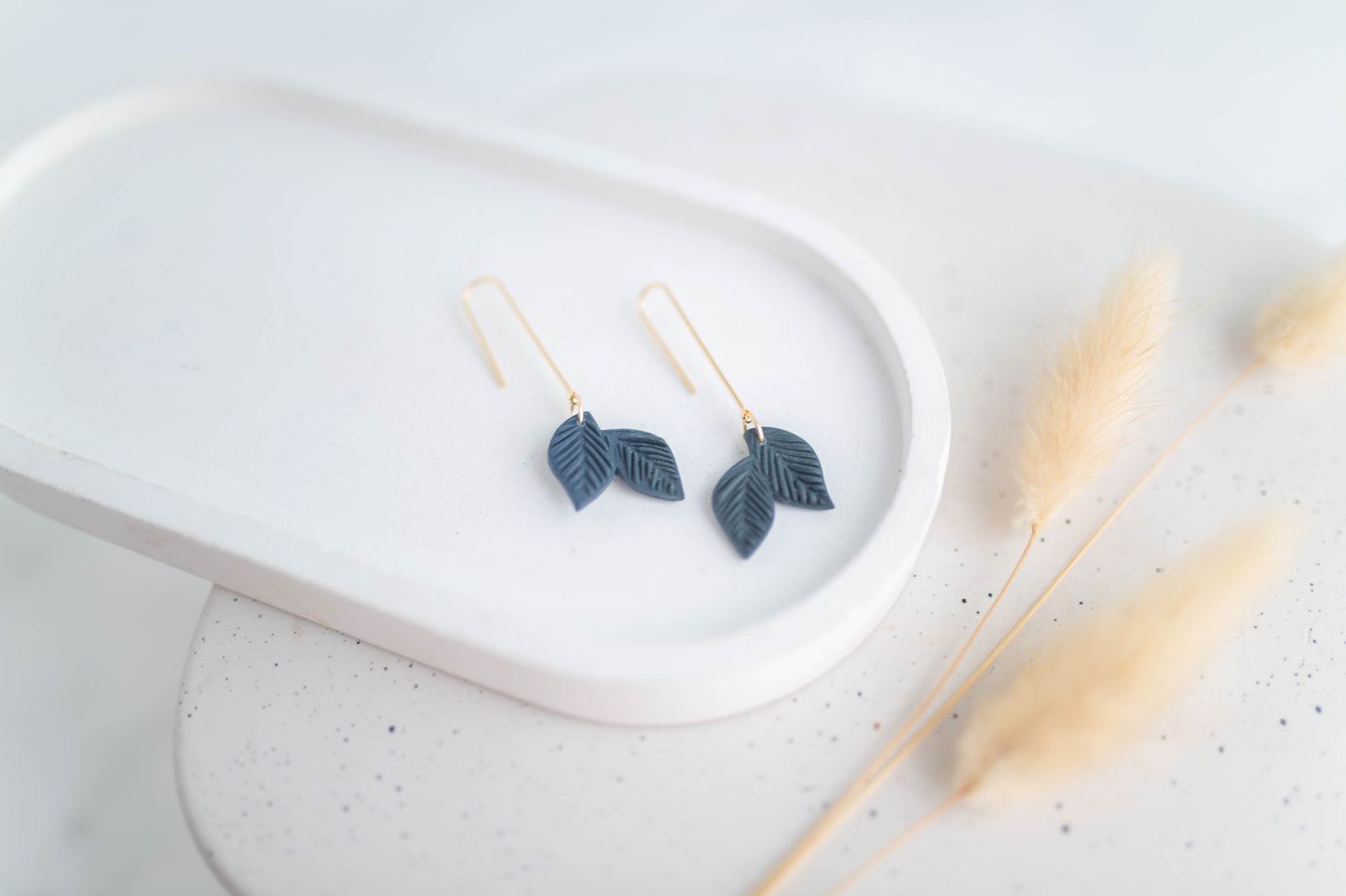 Clay Earrings | Longline Leaf Dangle | Autumn Edit