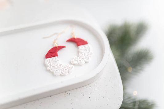 Clay Earrings | Santa Moon Dangles | Merry+Bright Collection