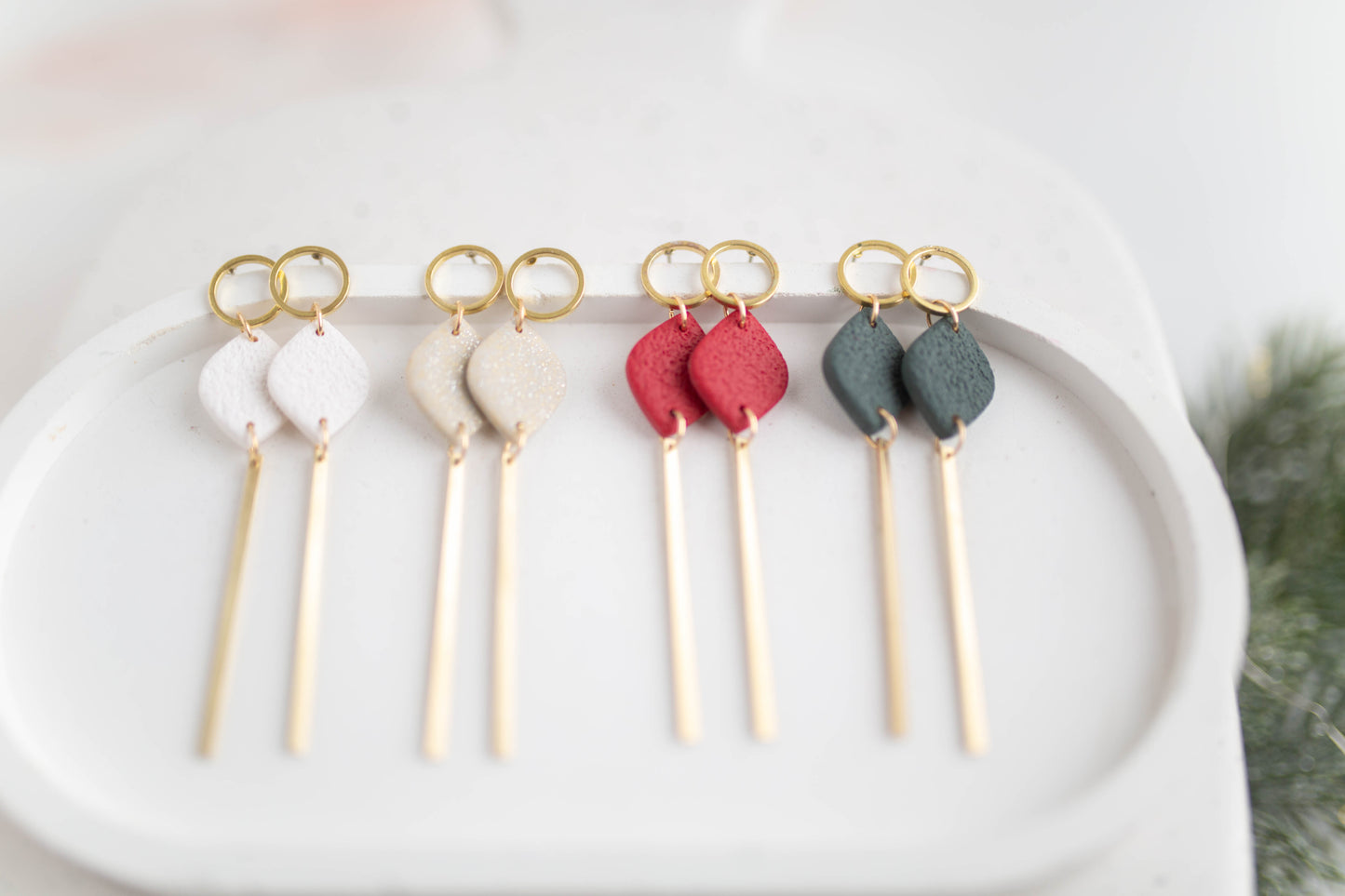 Clay Earrings | Festive Simple Dangles | Merry+Bright Collection