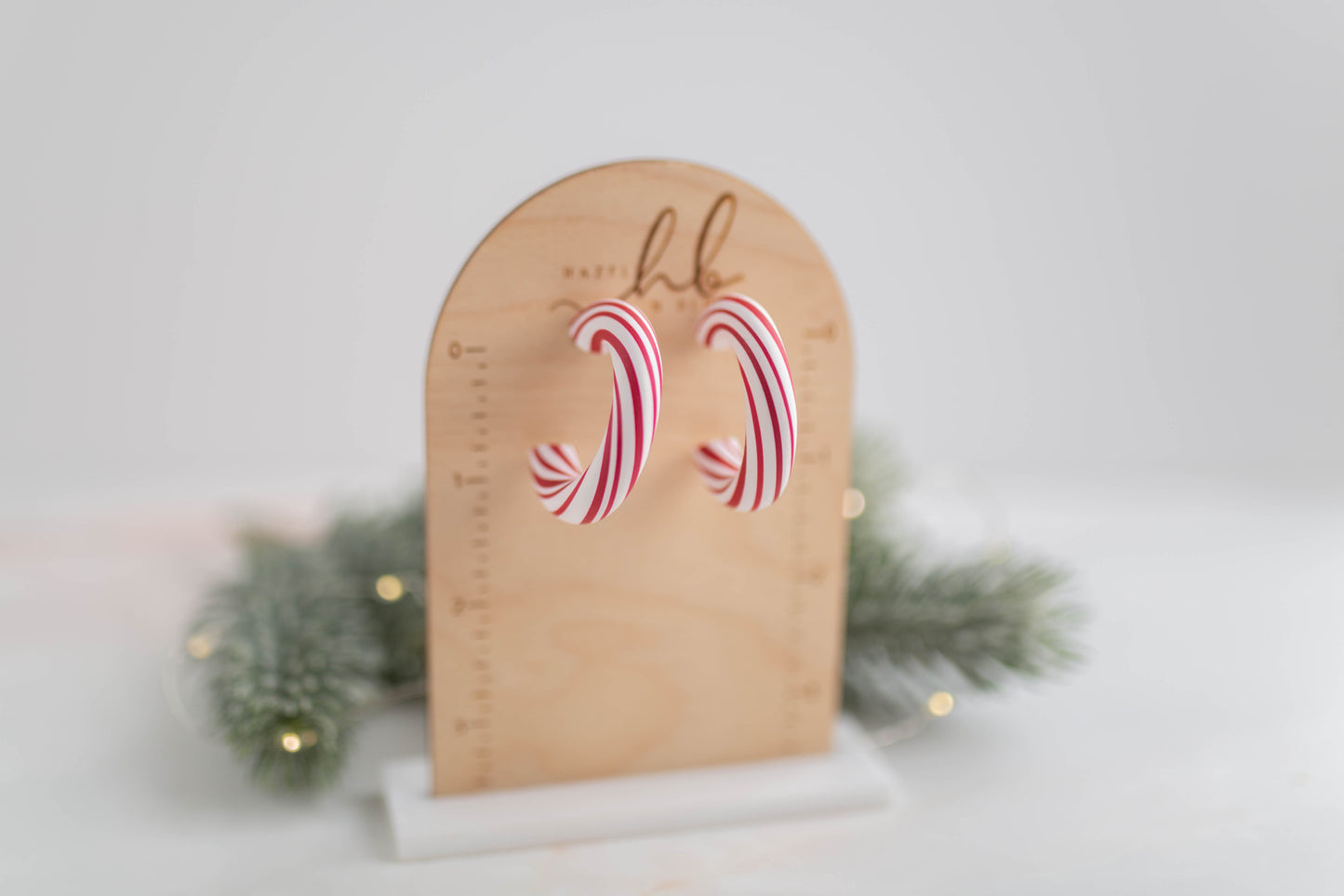 Clay Earrings | Candy Cane Hoops | Merry+Bright Collection